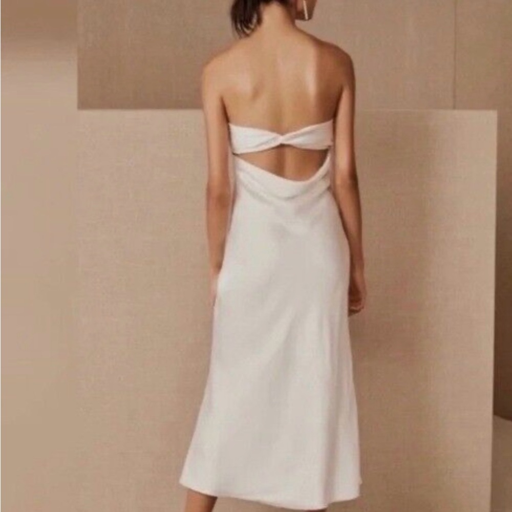 Sachin + Babi White Satin Midi Dress, Size 6 - Picture 2 of 5